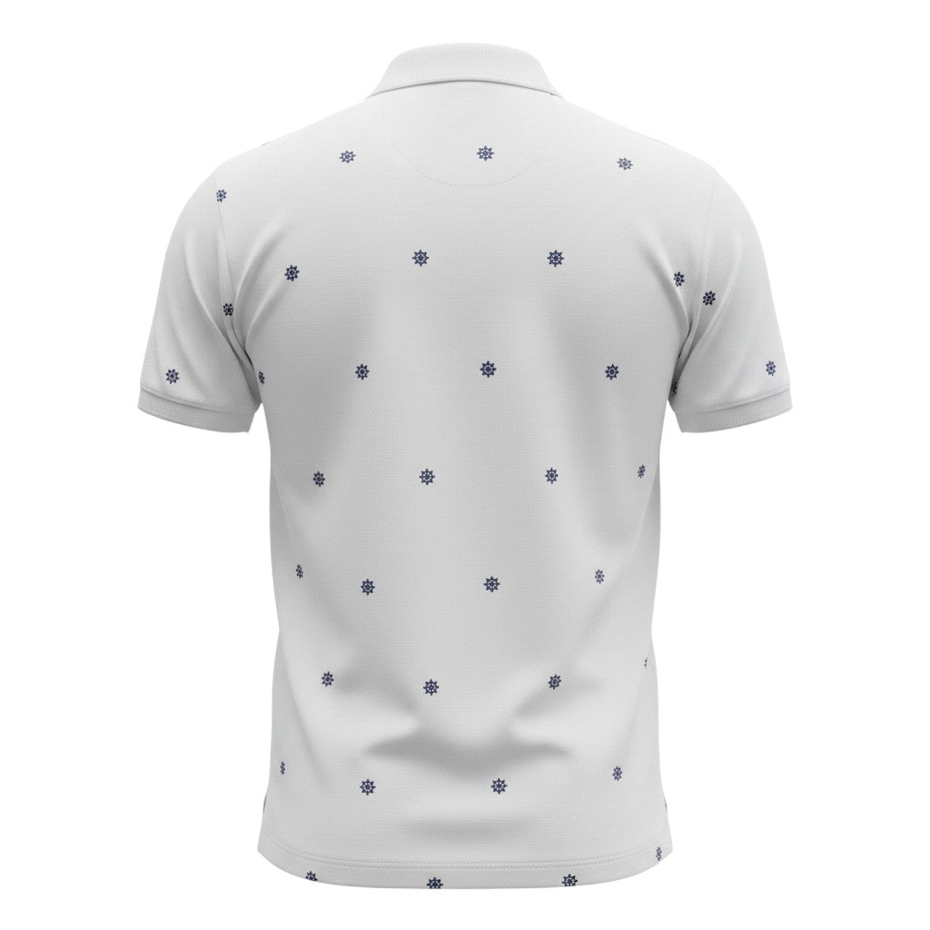Grey Ship Wheel Print Polo Shirt