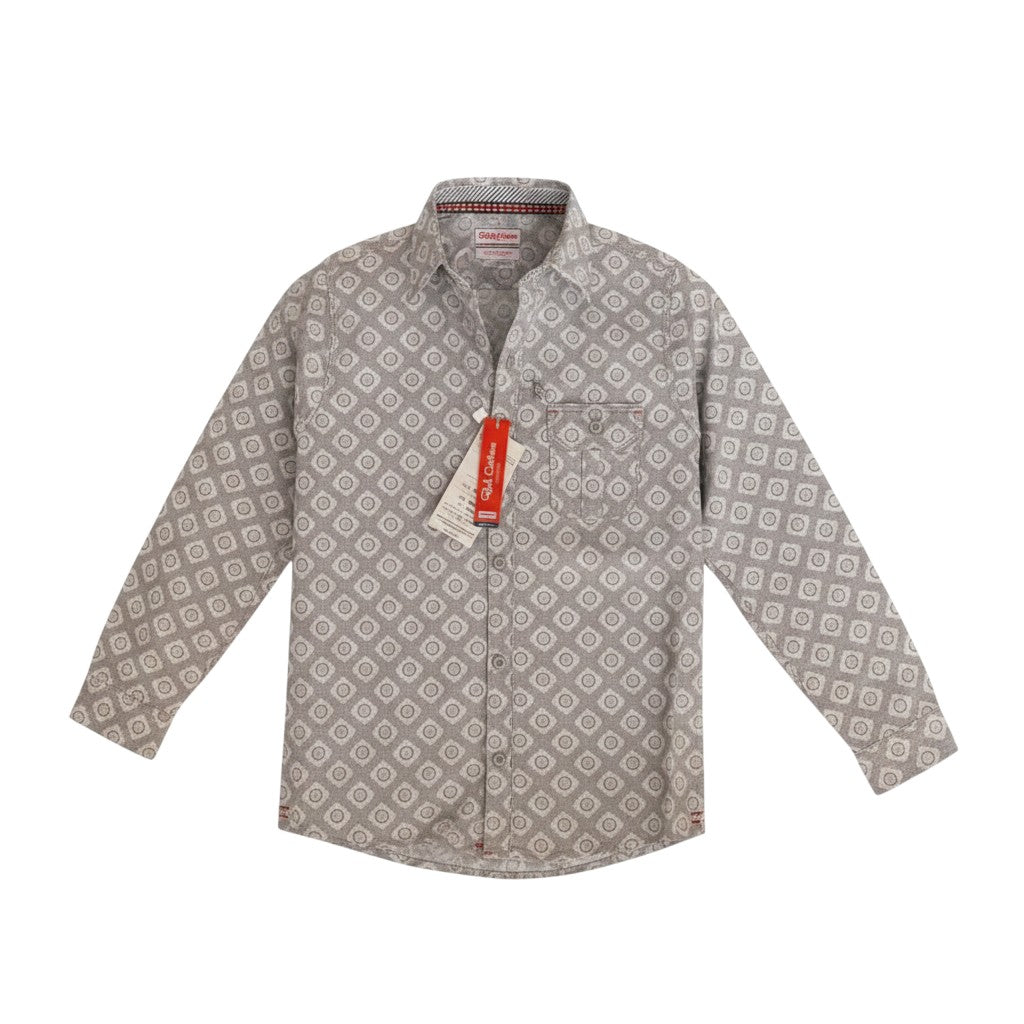 Boys Grey Diamond Circle Print Shirt