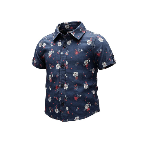 Boys' Navy Floral Short-Sleeve Shirt