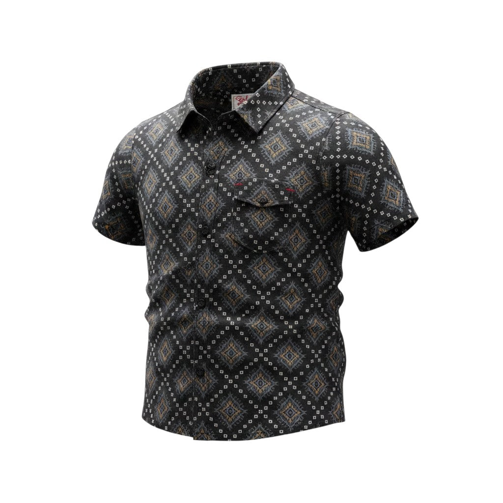 Boys' Black Print Short-Sleeve Shirt