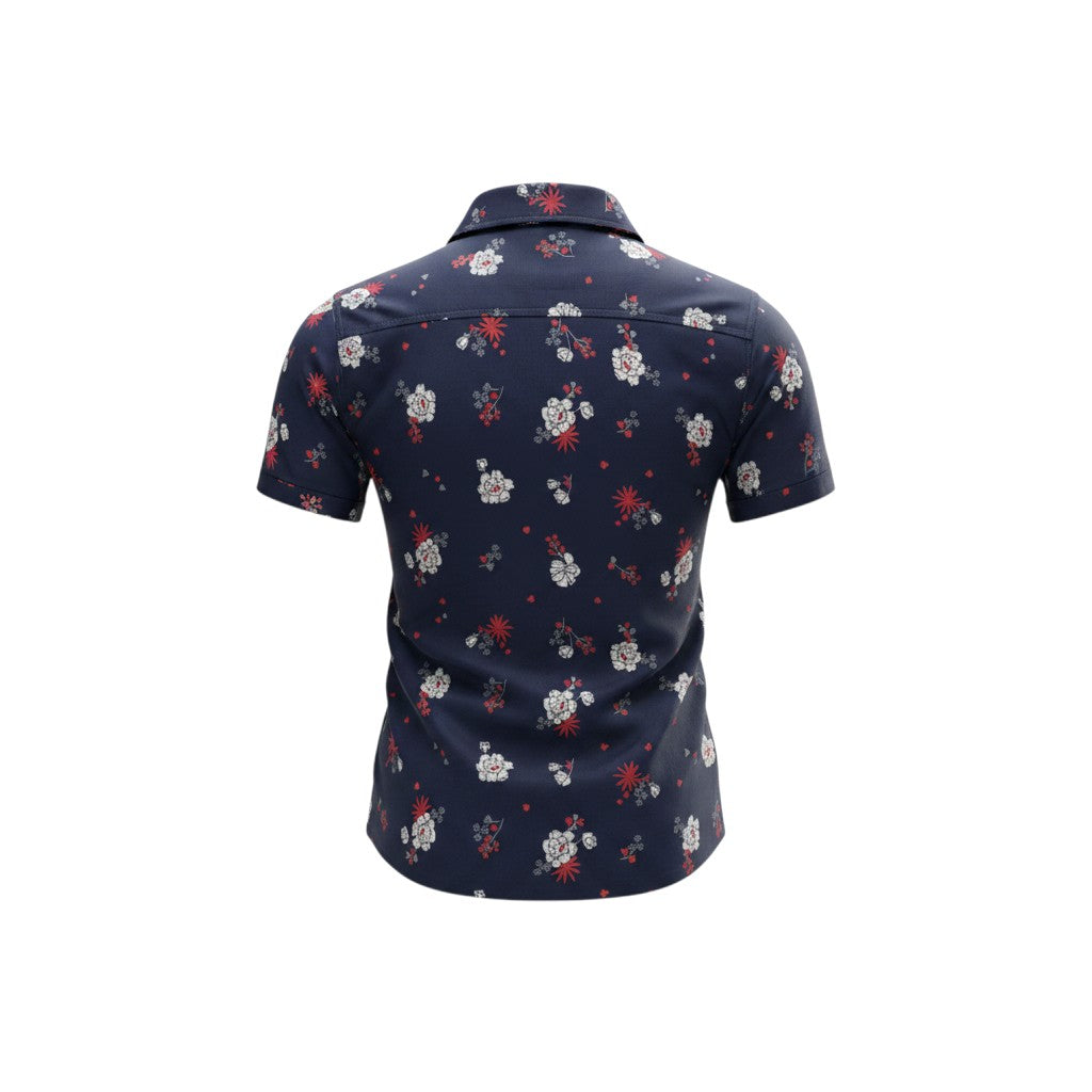 Boys' Navy Floral Short-Sleeve Shirt