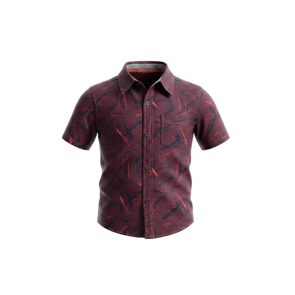 Boys' Burgundy Short-Sleeve Shirt