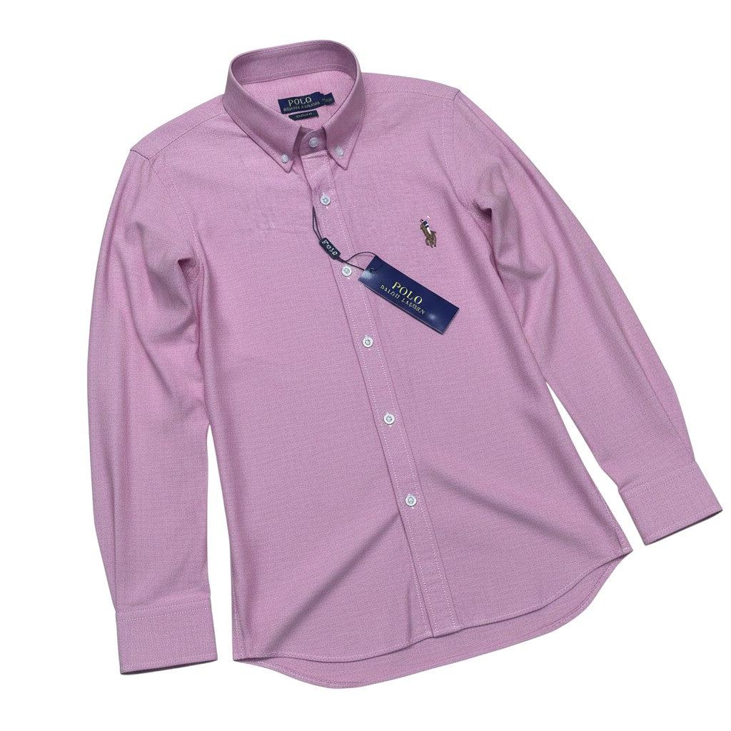 Men's Classic Pink Long-Sleeve Button-Down Shirt