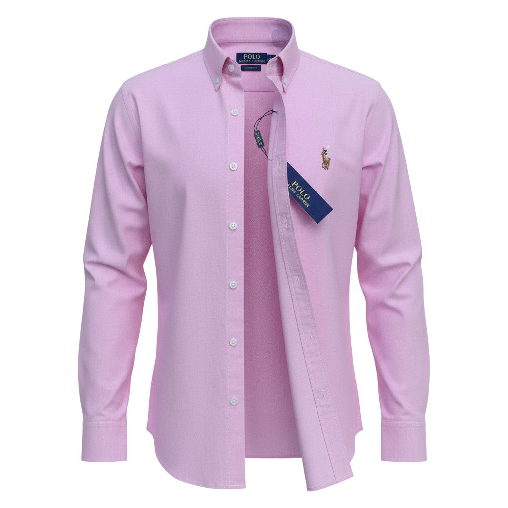Men's Classic Light Pink Long-Sleeve Button-Down Shirt