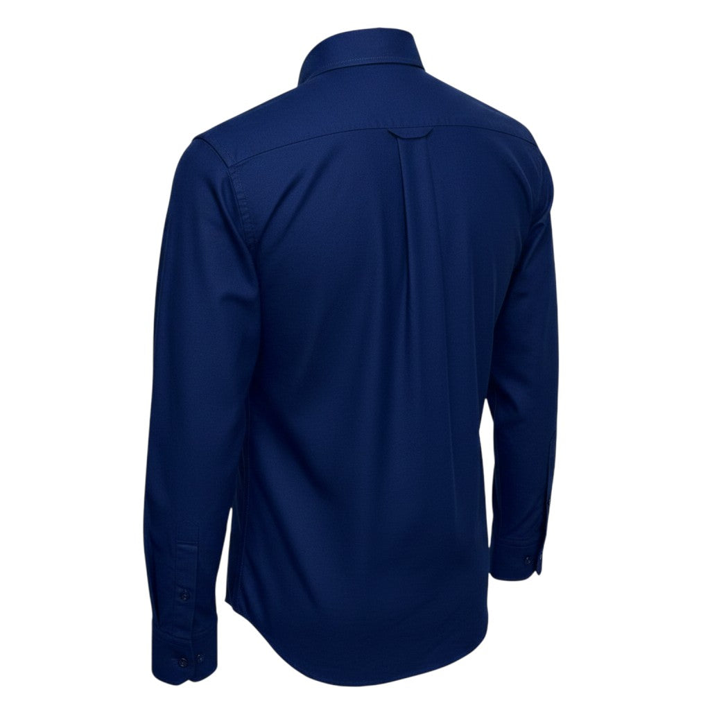 Men's Classic Navy Blue Long-Sleeve Button-Down Shirt
