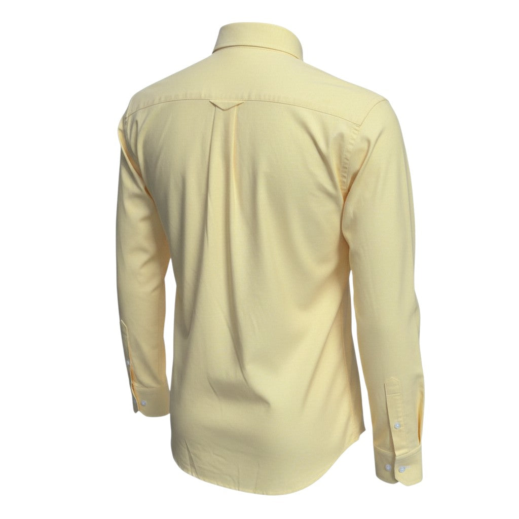 Men's Classic Cream Yellow Long-Sleeve Button-Down Shirt