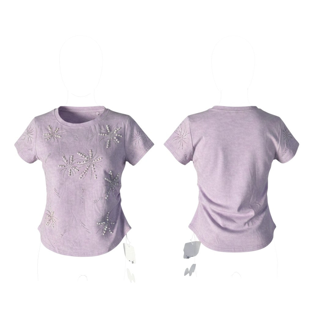 Pearl Embellished Lavender Tee