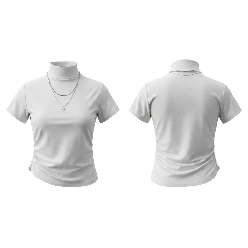 Girls Mock-Neck Fitted Tee