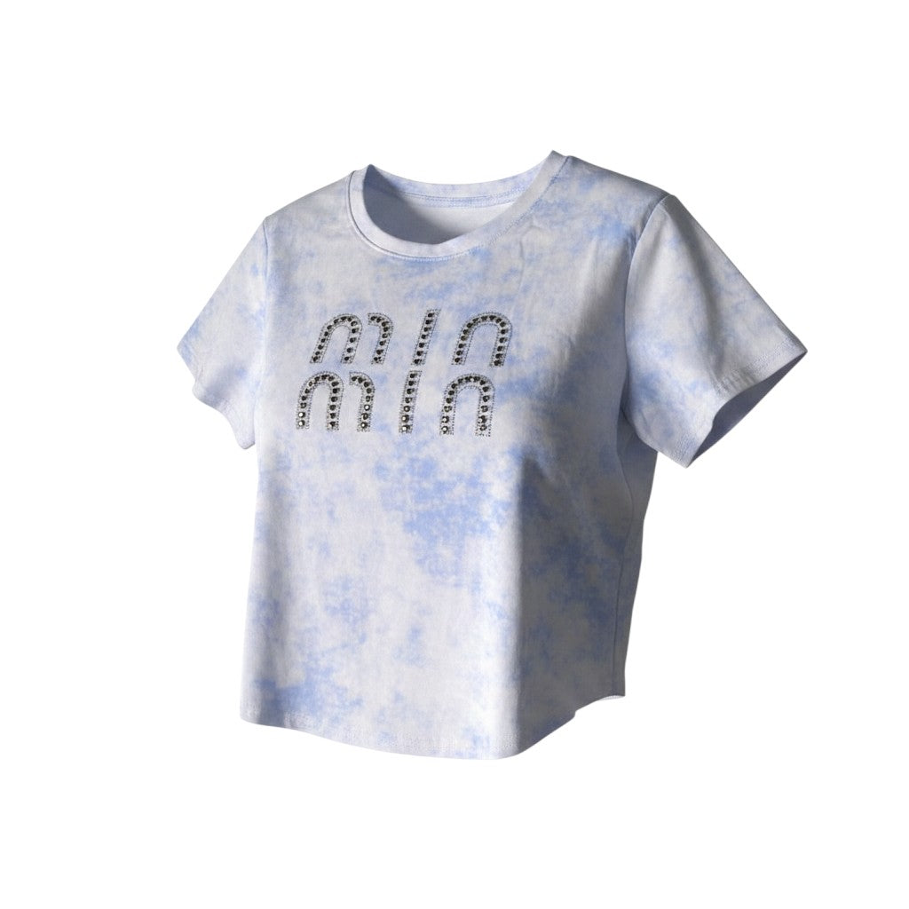 Tie-Dye Rhinestone Crop Tee