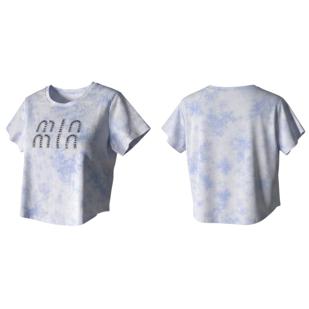 Tie-Dye Rhinestone Crop Tee