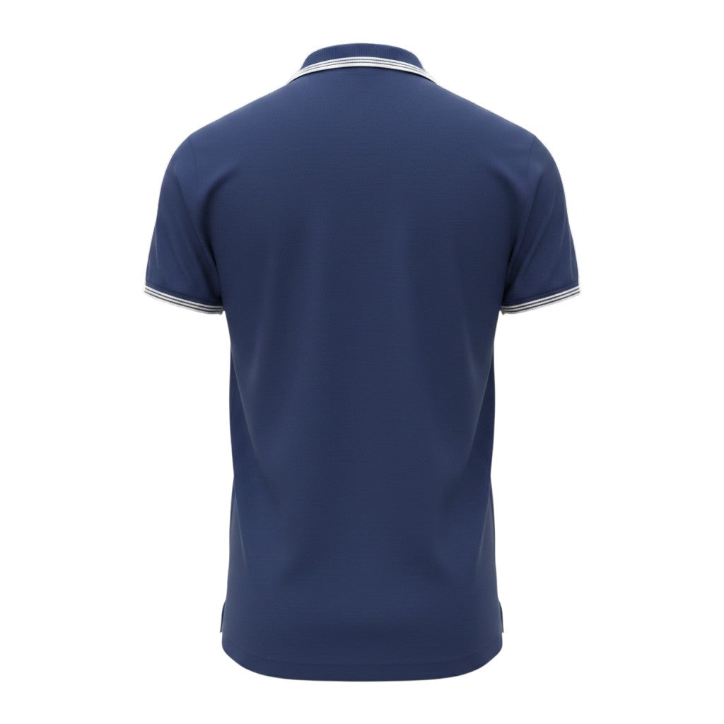 Navy Blue Striped Collar Polo