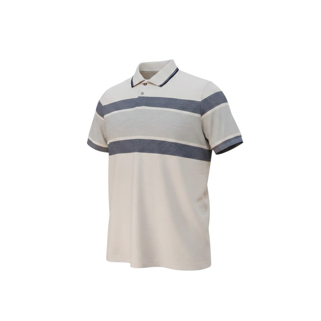 Cream Striped Chest Polo Shirt
