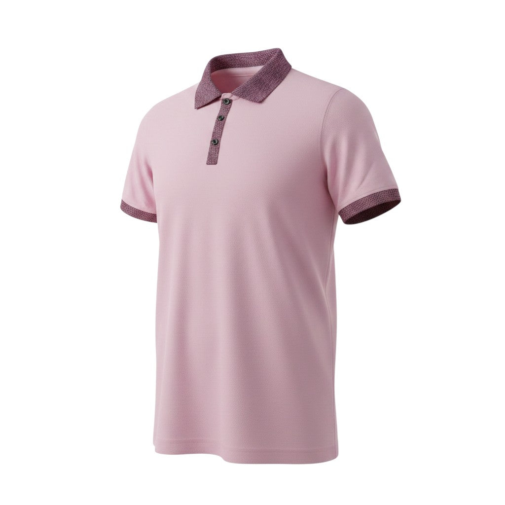 Pink Polo Burgundy Contrast Collar