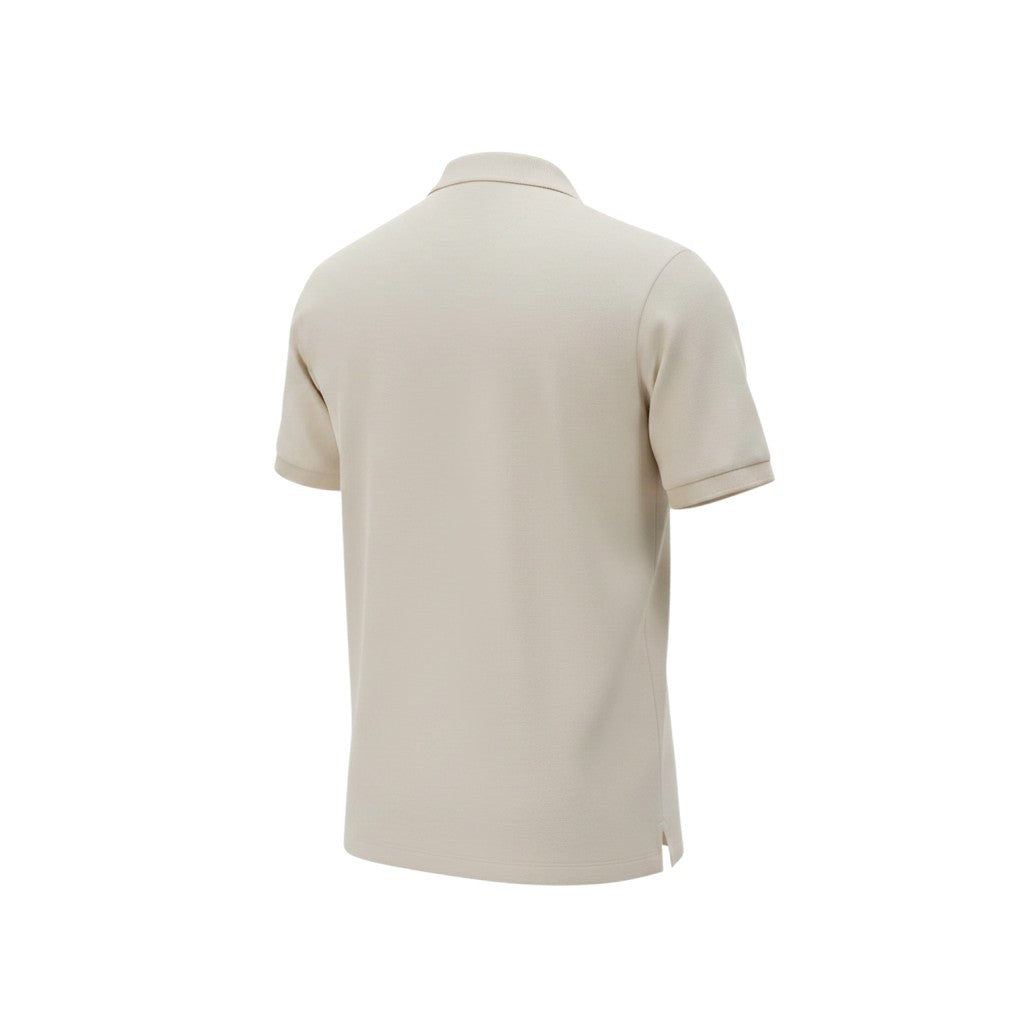 Sand Beige Polo Teal Crest Logo