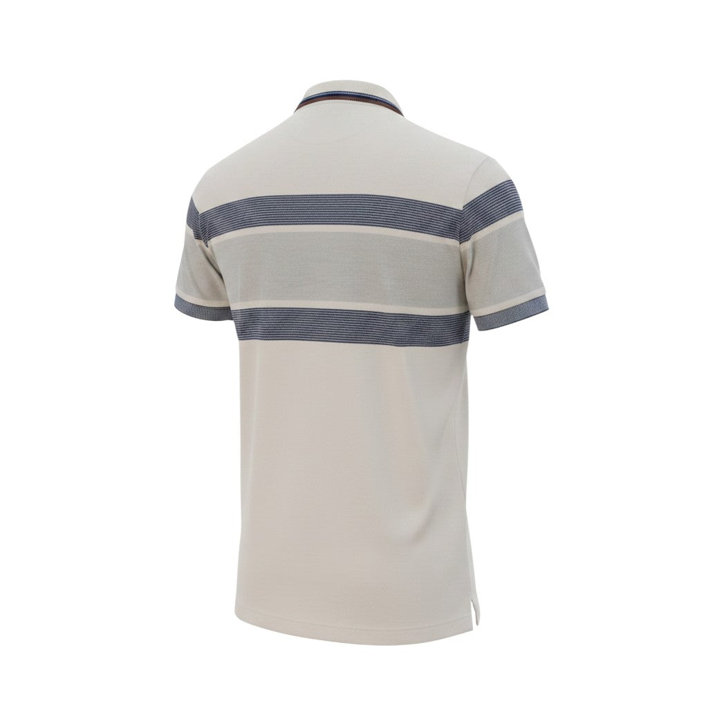 Cream Striped Chest Polo Shirt
