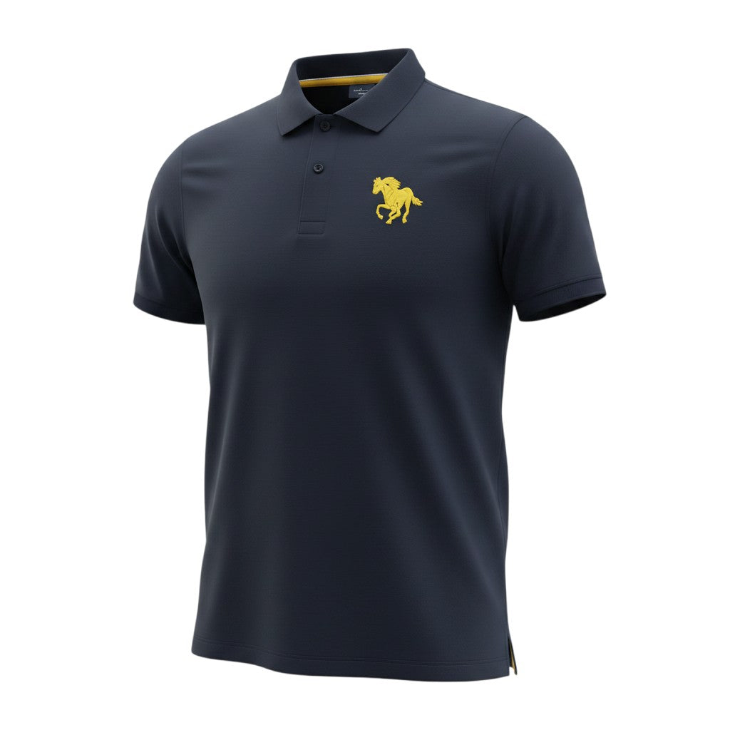 Navy Polo Gold Horse Embroidery
