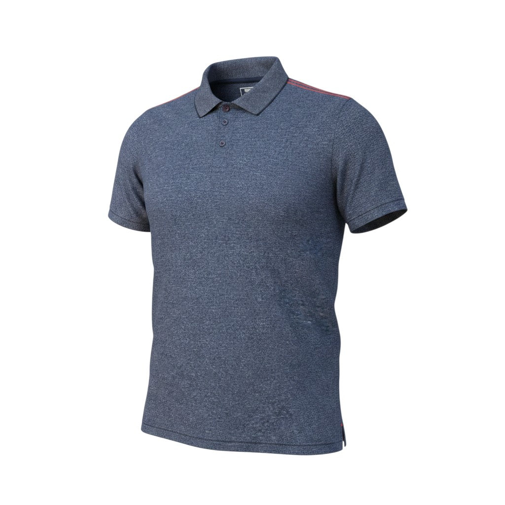Navy Marl Red Shoulder Stripe Polo