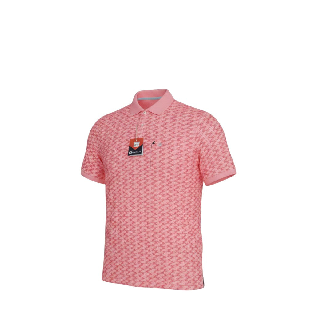 Coral Pink Jacquard Pattern Polo