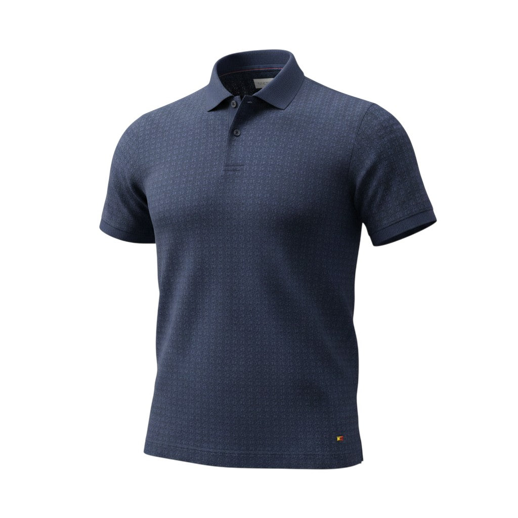 Dark Navy Textured Pique Polo