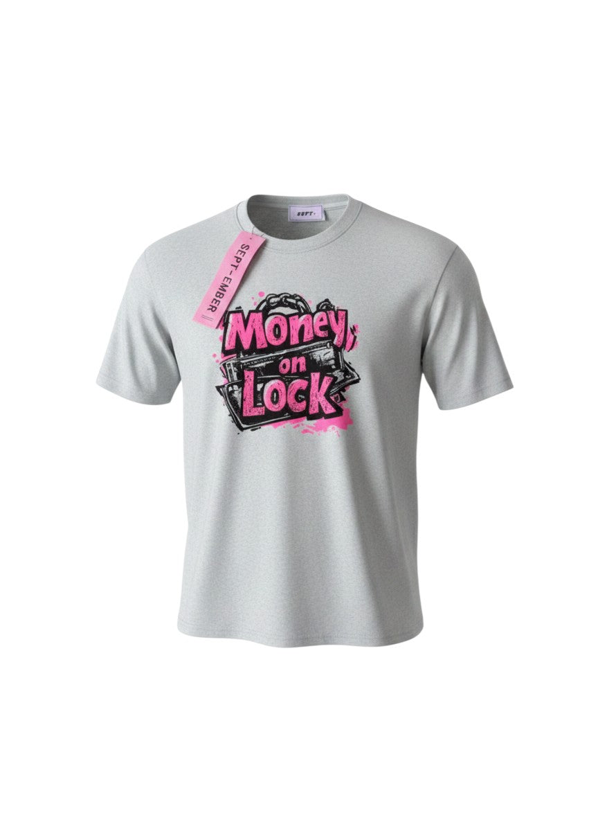 Money on Lock Grey Graphic Tee