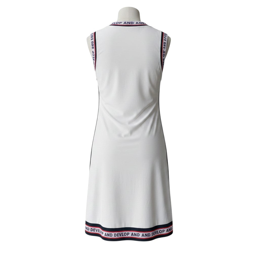 Girls White Sporty Tape Dress