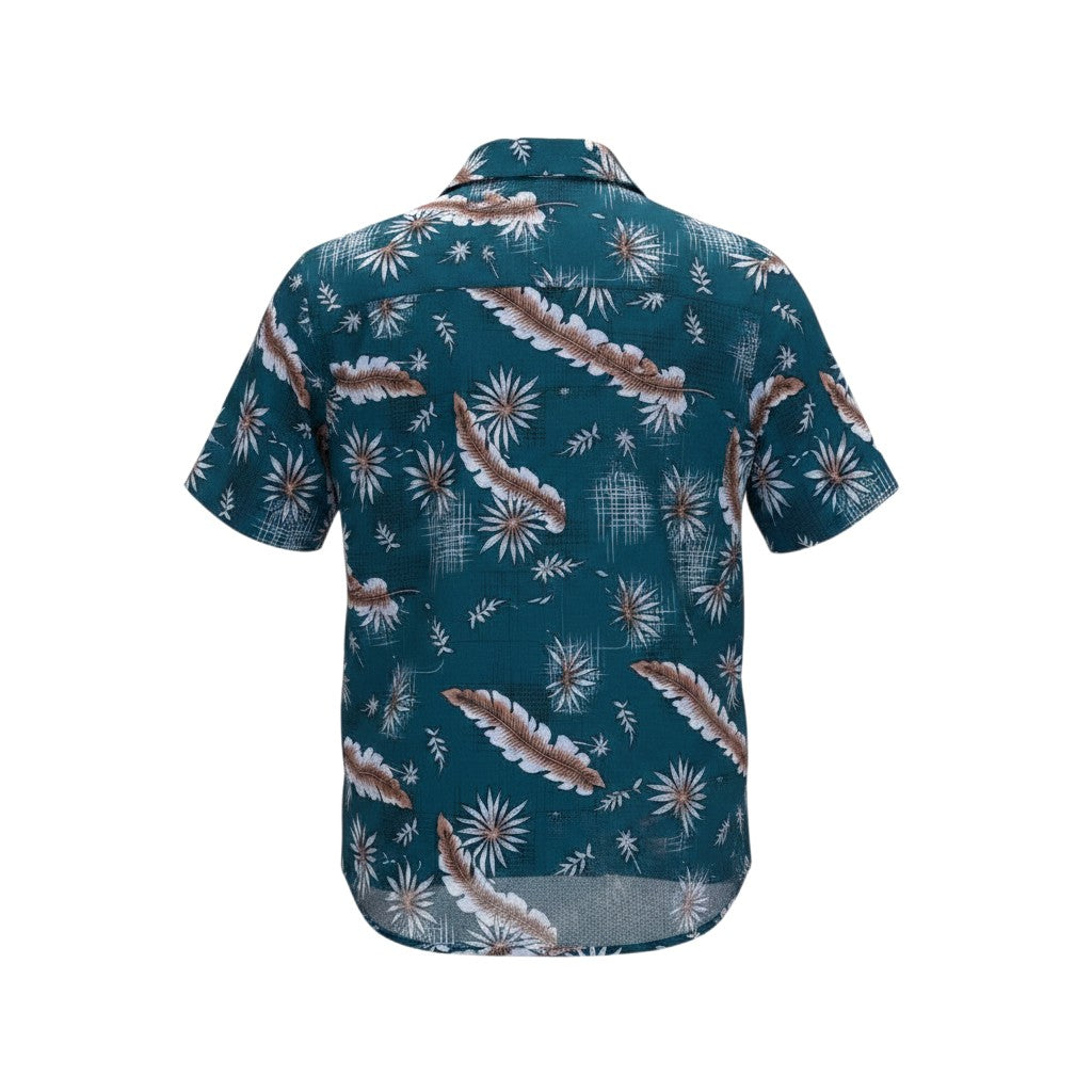 Boys Teal Tropical Floral Shirt