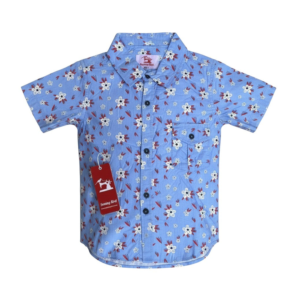 Boys Blue Daisy Floral Shirt