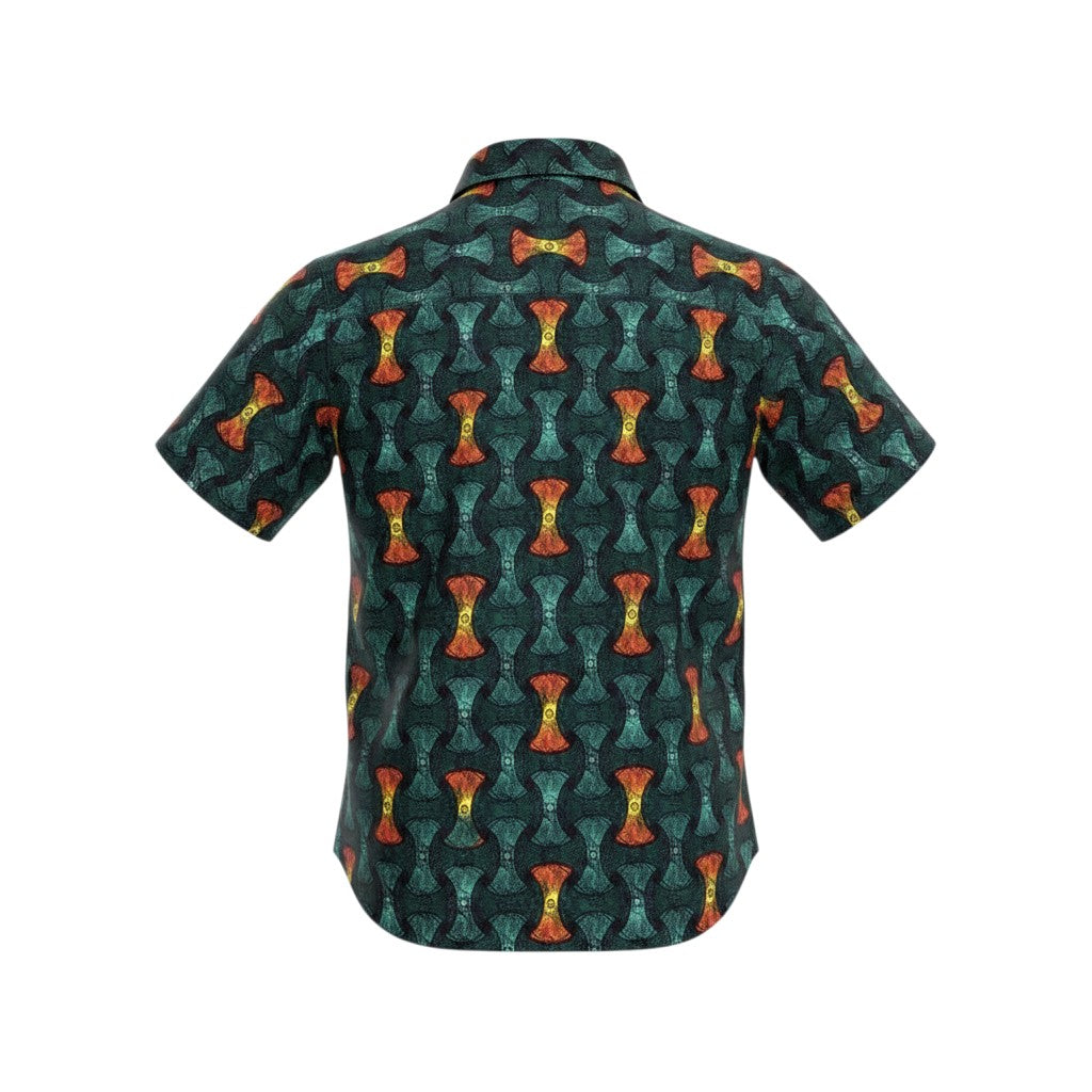Boys Dark Green Geometric Shirt