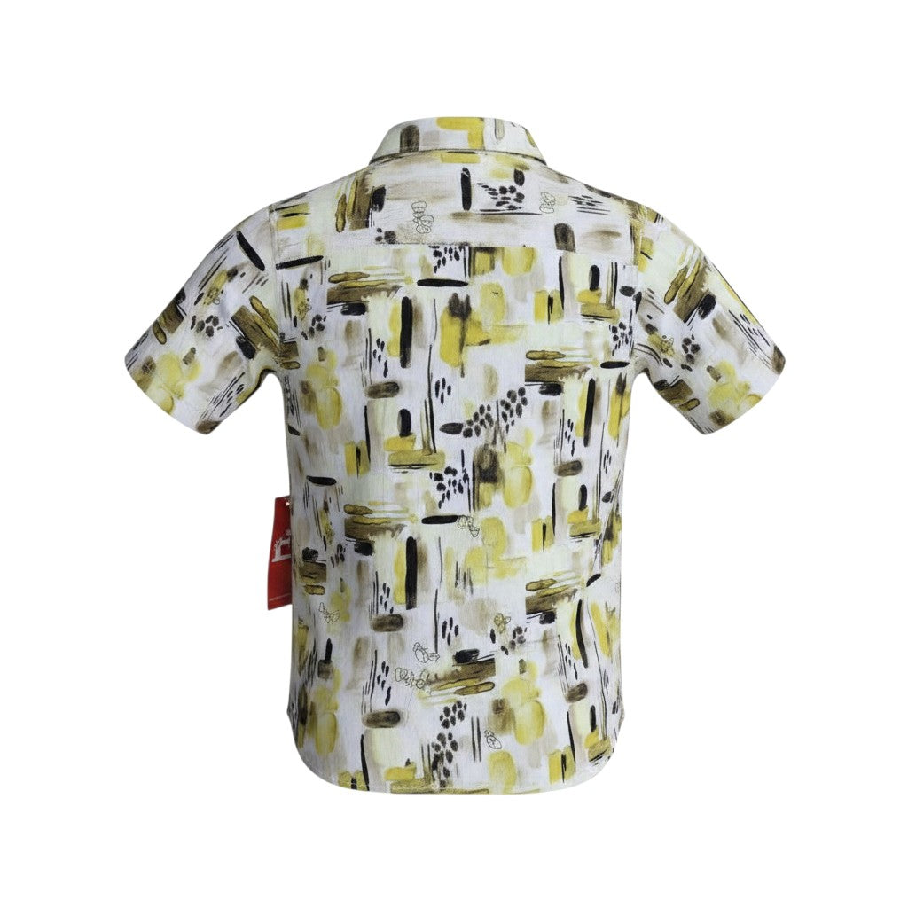 Boys White Abstract Print Shirt