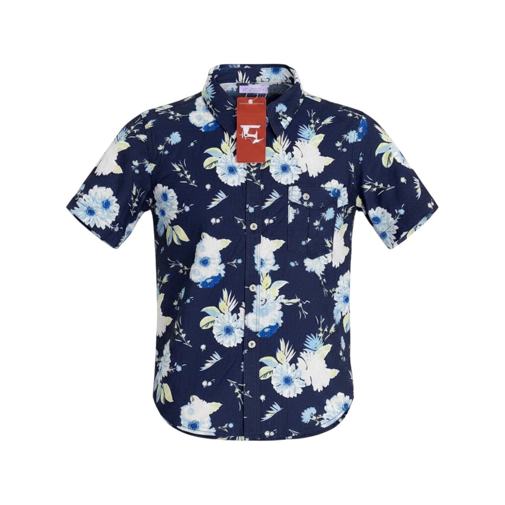 Boys Navy Blue Floral Shirt