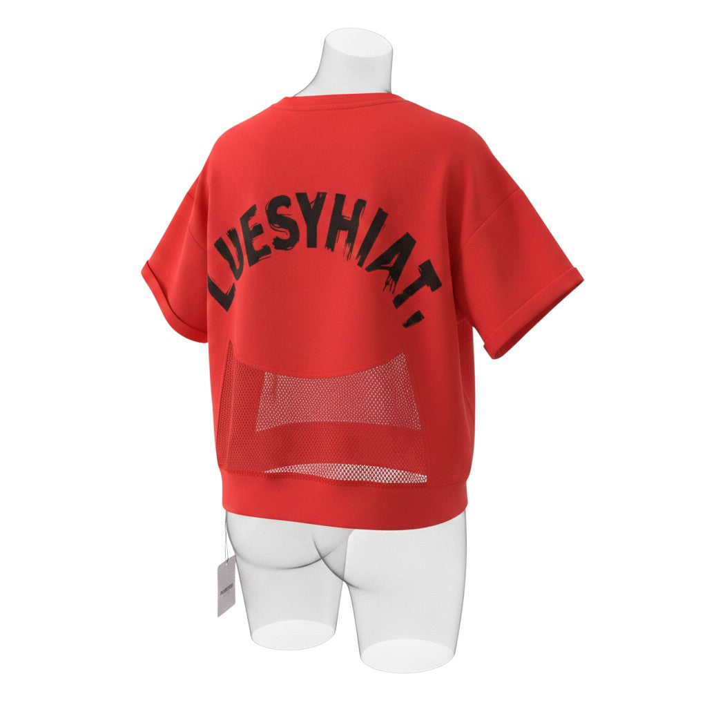 Red Mesh Graphic Crop Set