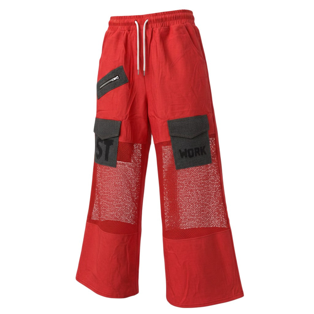 Red Mesh Graphic Crop Set
