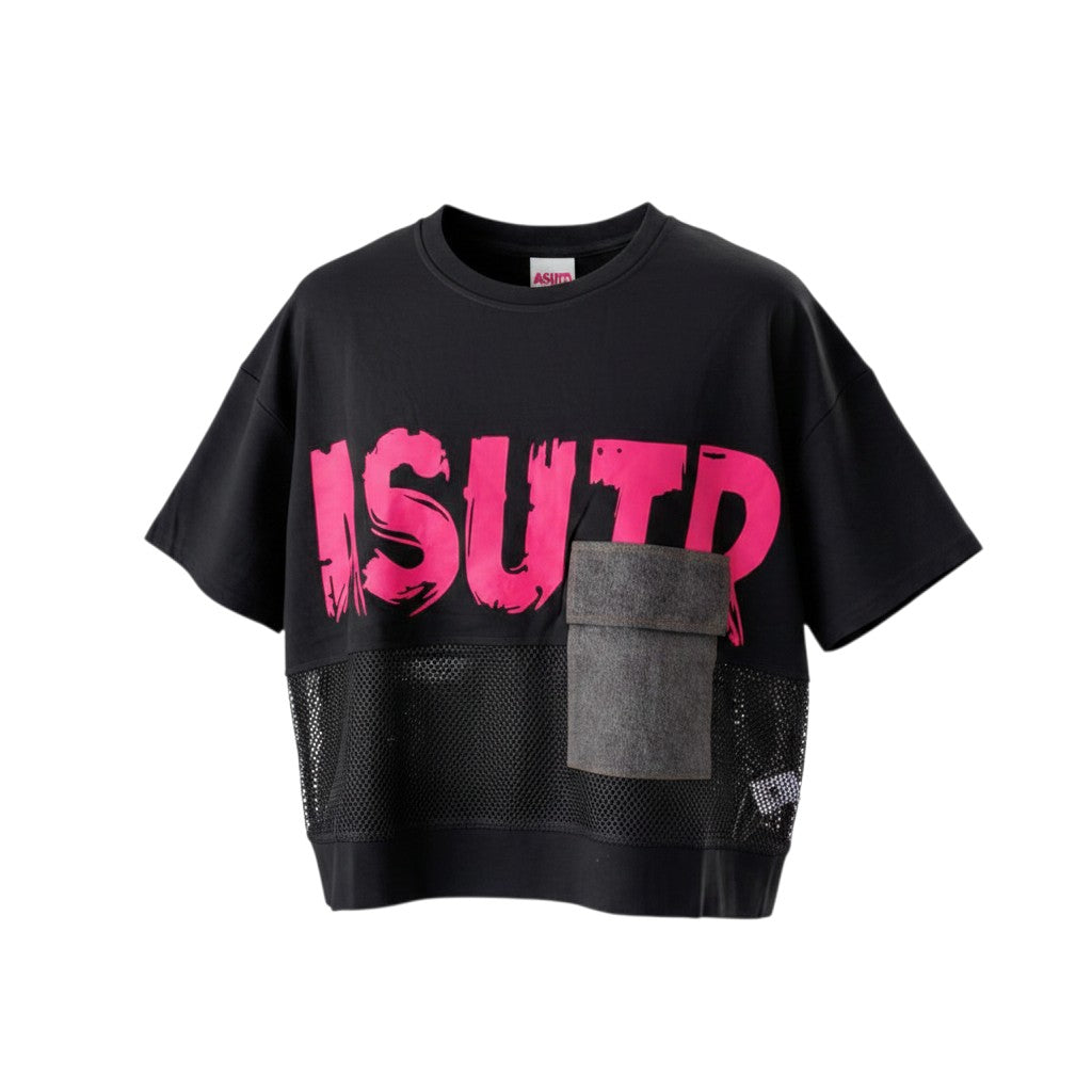 Black Pink Mesh Graphic Cargo Set
