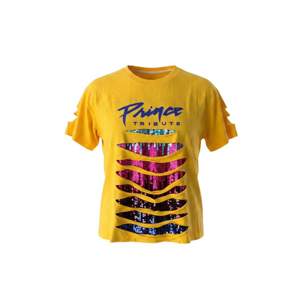Yellow Sequin Slash Graphic Set