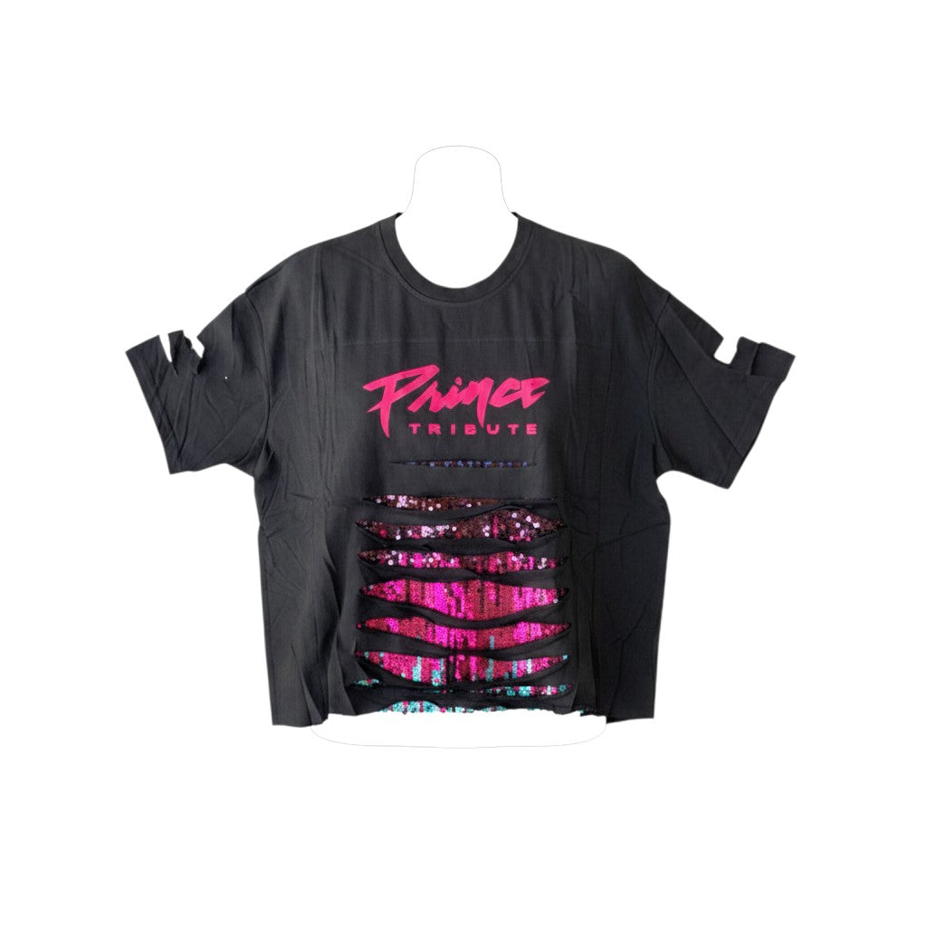 Black Pink Sequin Slash Graphic Set