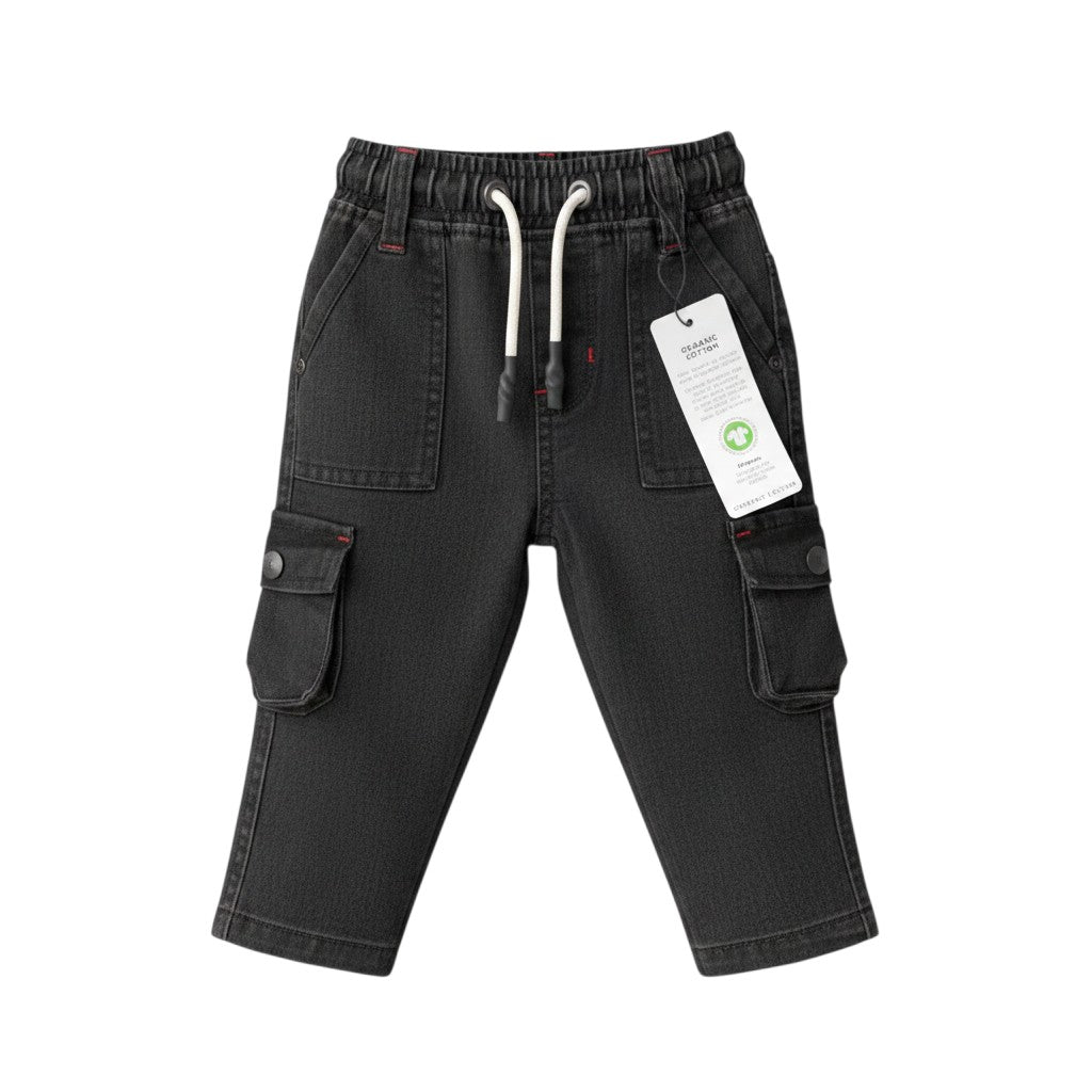 Boys Dark Grey Cargo Denim Jeans