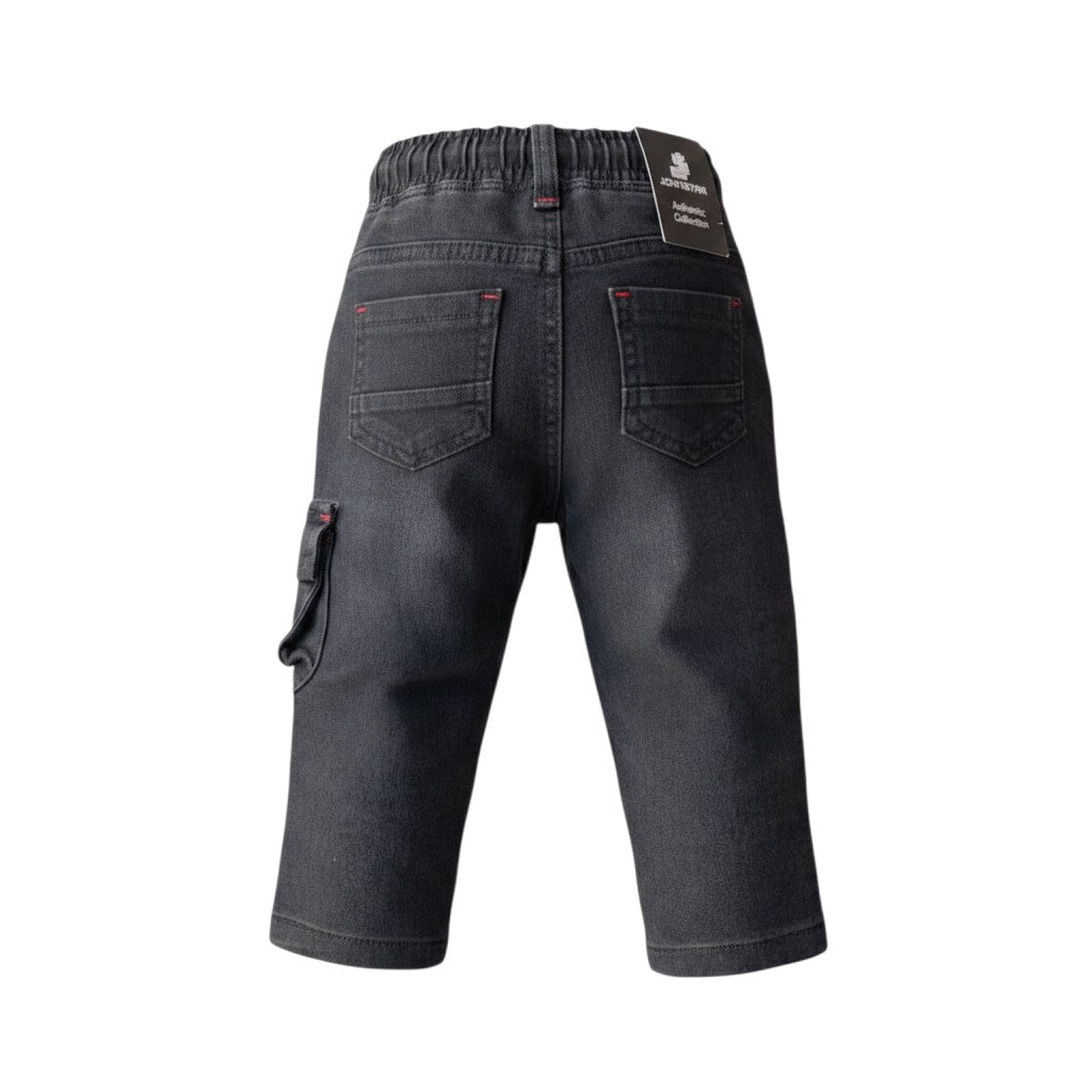 Boys Dark Grey Cargo Denim Jeans