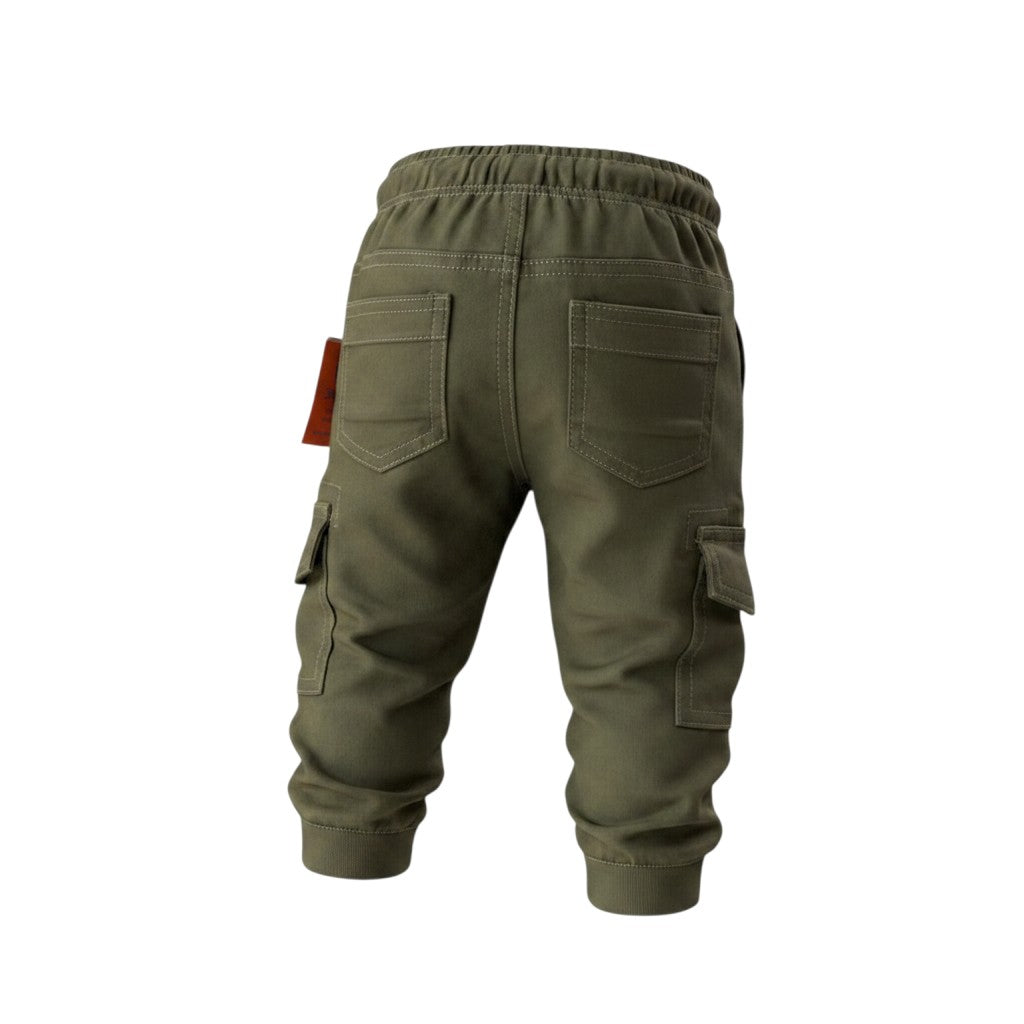 Boys Olive Green Cargo Joggers