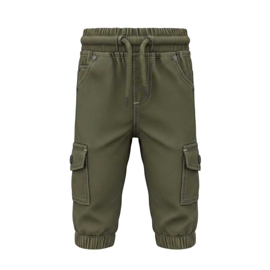 Boys Olive Green Cargo Joggers