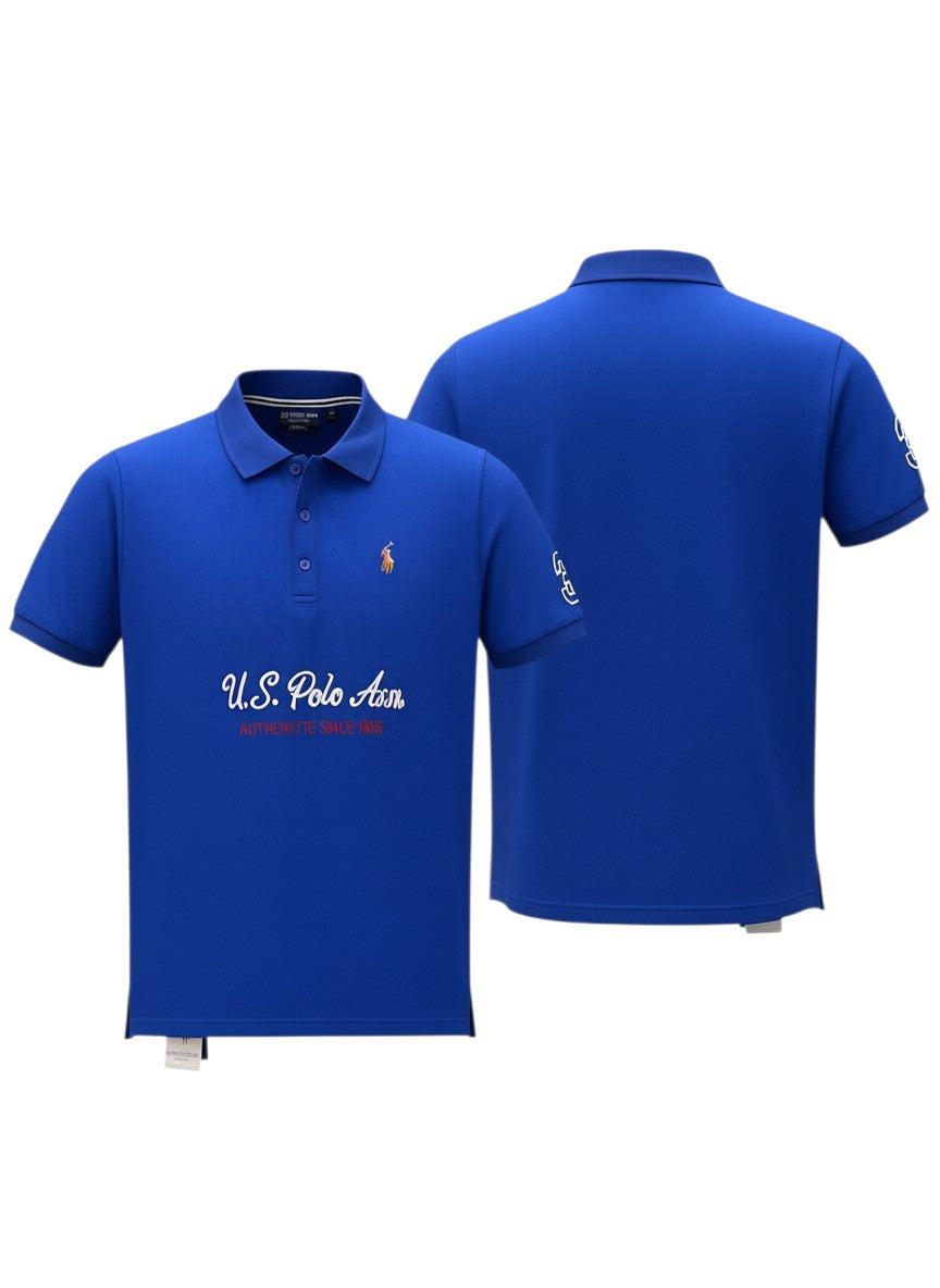 Royal Blue Graphic Polo Shirt