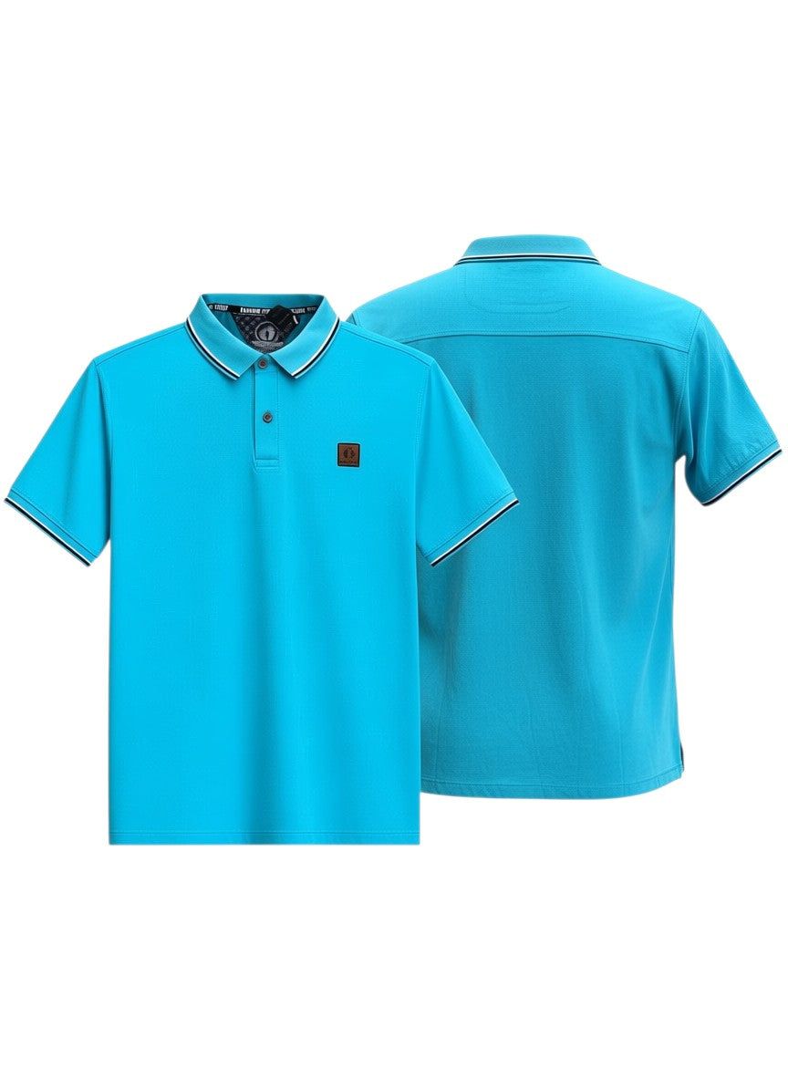 Sky Blue Tipped Collar Polo Shirt