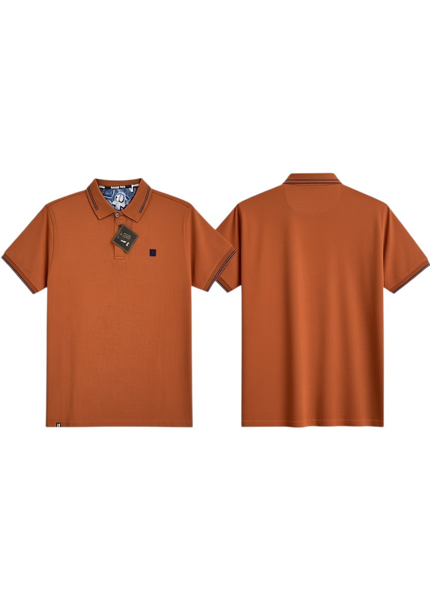 Rust Brown Tipped Collar Polo