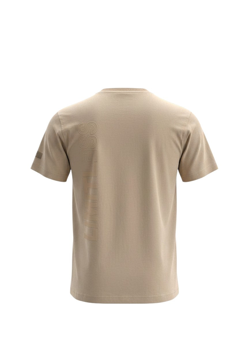 Beige Utility Chest Print Tee