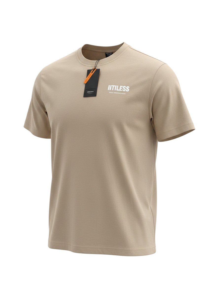 Beige Utility Chest Print Tee