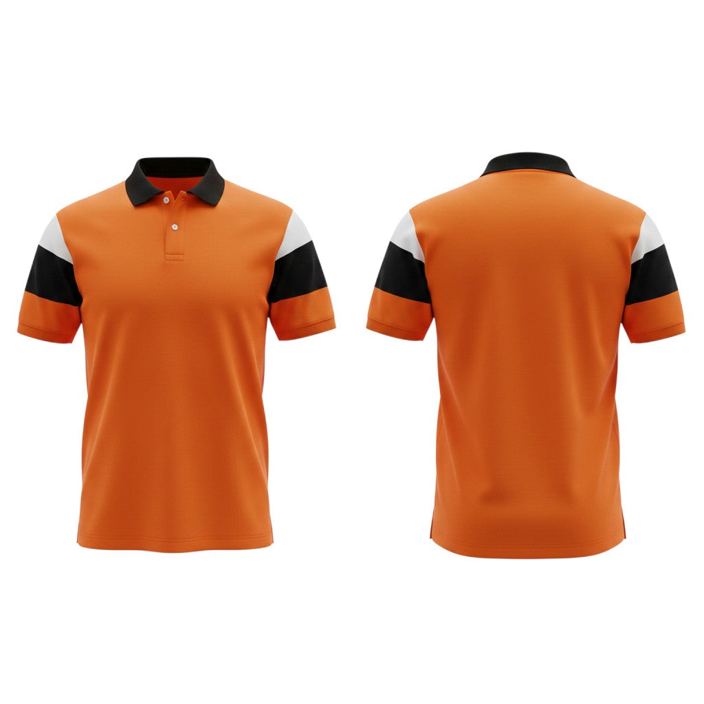 Orange Colour Block Polo Shirt