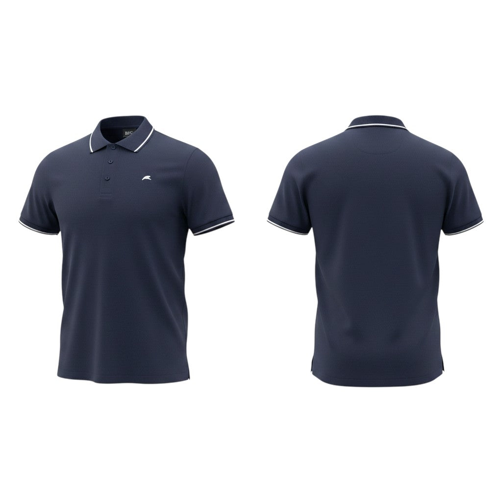 Navy Blue White Tipped Polo Shirt