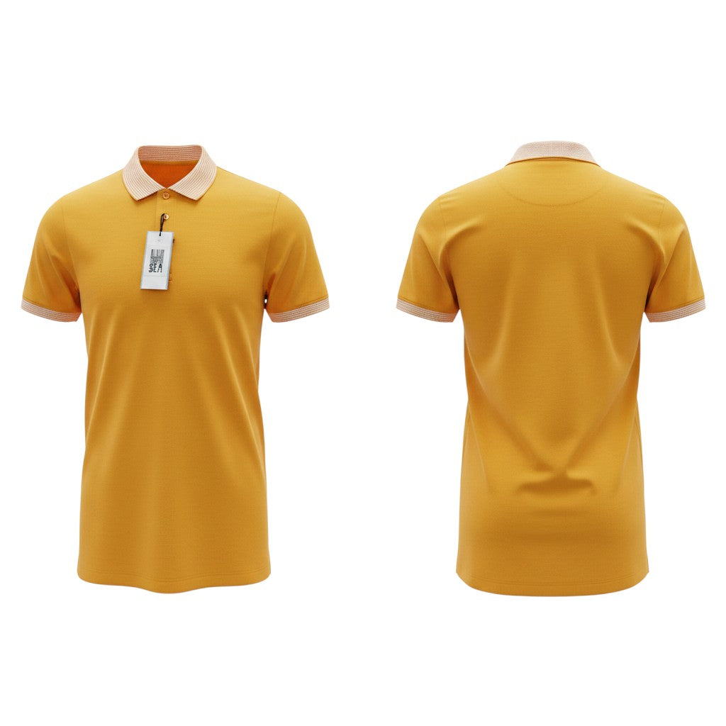 Mustard Yellow Striped Collar Polo