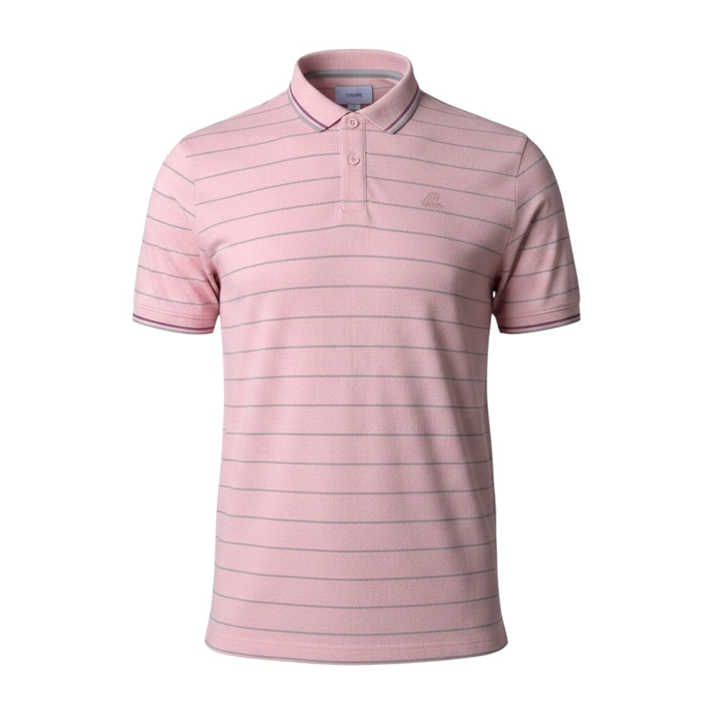 Pink Striped Slim Fit Polo