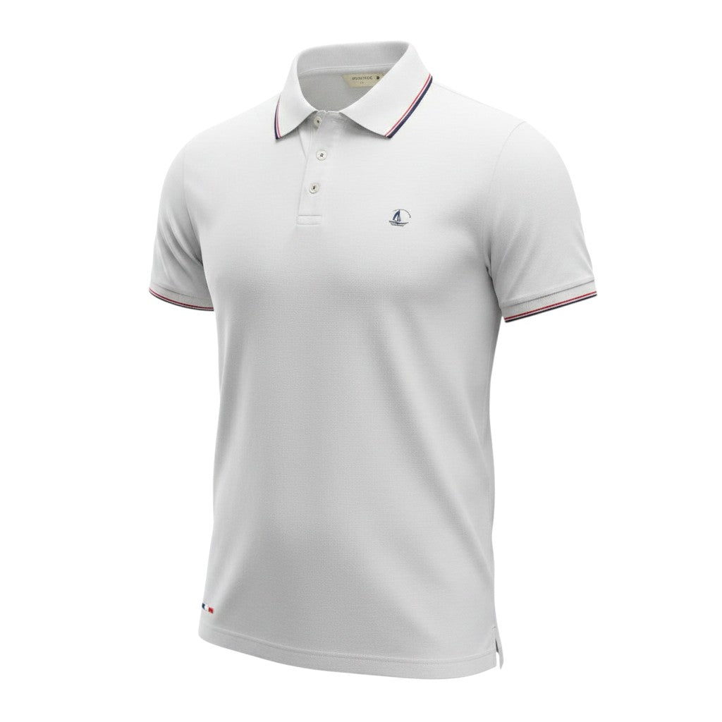 White Tipped Collar Polo Shirt