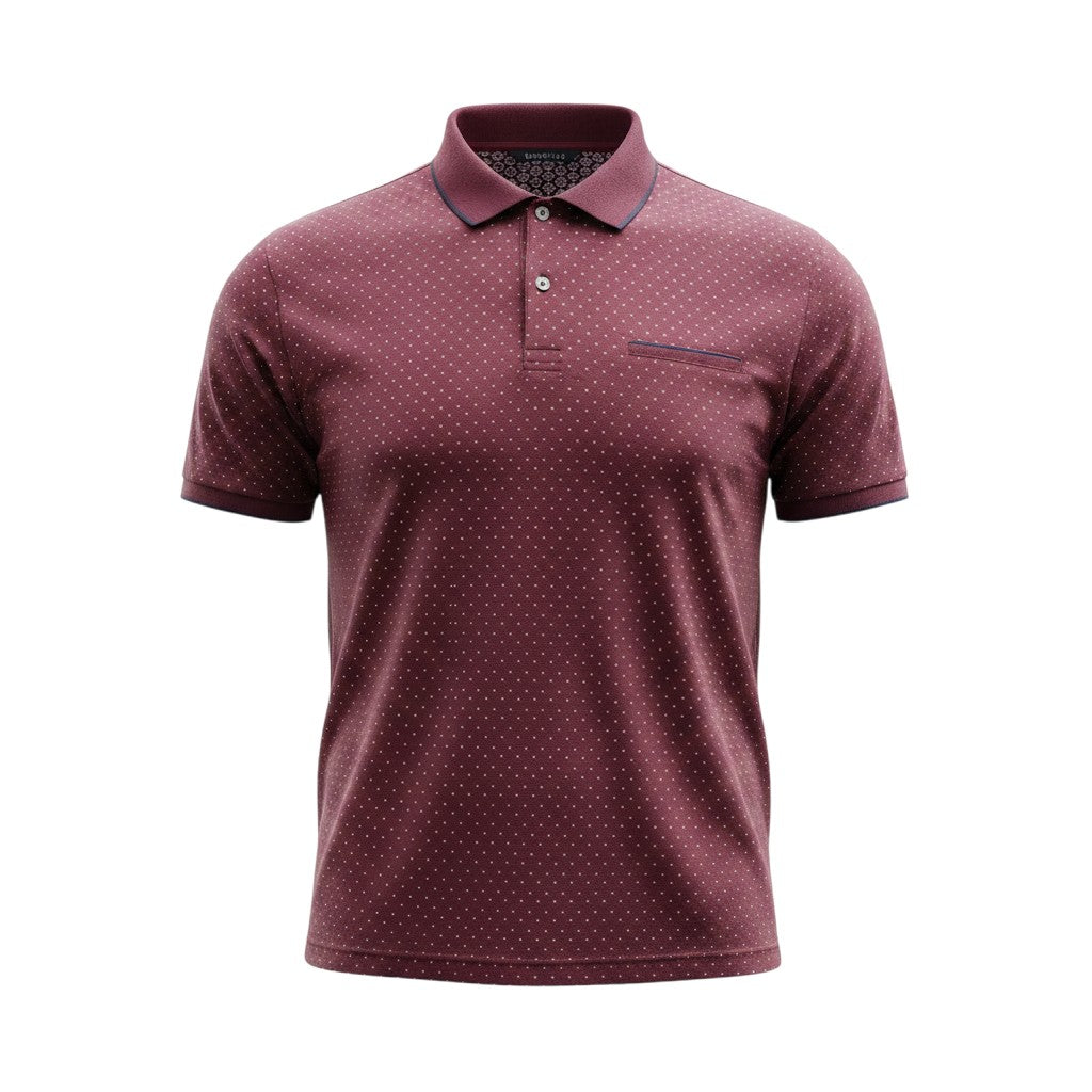 Burgundy Polka Dot Pocket Polo